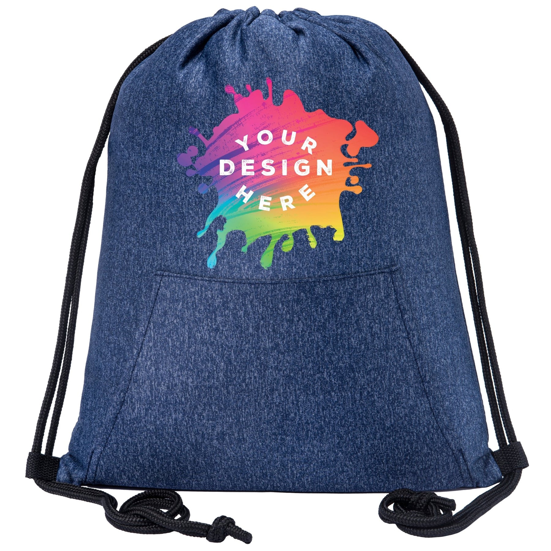 Custom Mélange Drawstring Gym Bag With Quick-Access Pocket - Mato & Hash