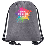 Custom Mélange Drawstring Gym Bag With Quick-Access Pocket - Mato & Hash