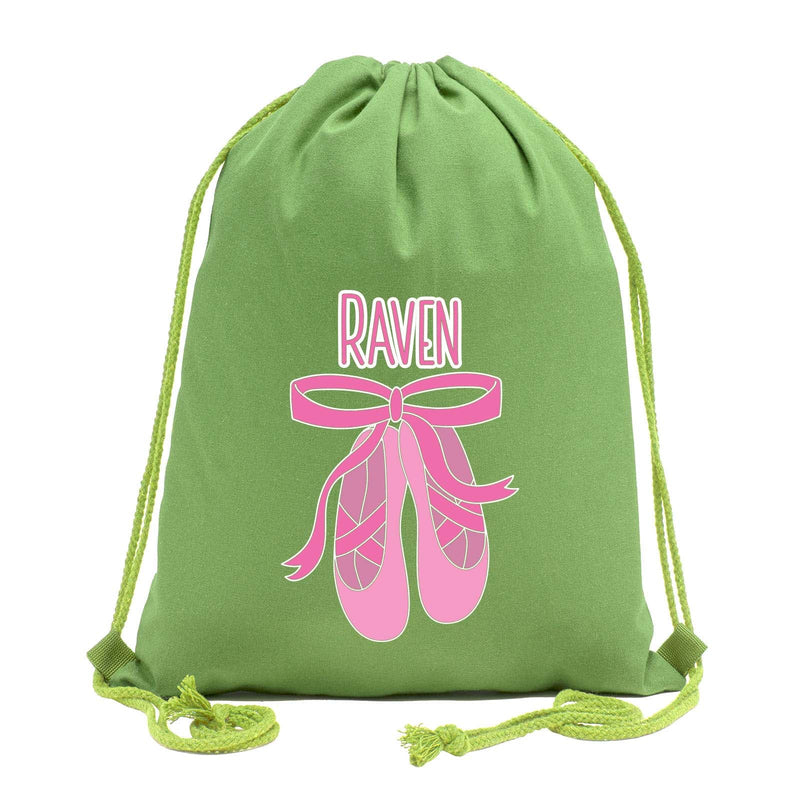 Custom Name and Ballerina Dance Shoes Cotton Drawstring Bag - Mato & Hash