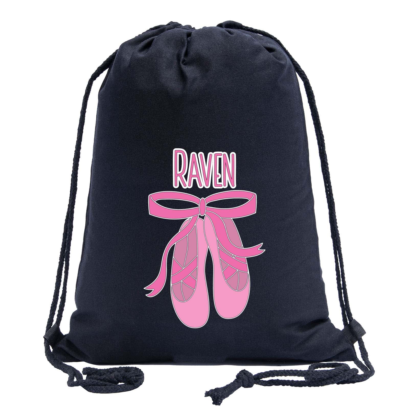 Custom Name and Ballerina Dance Shoes Cotton Drawstring Bag - Mato & Hash