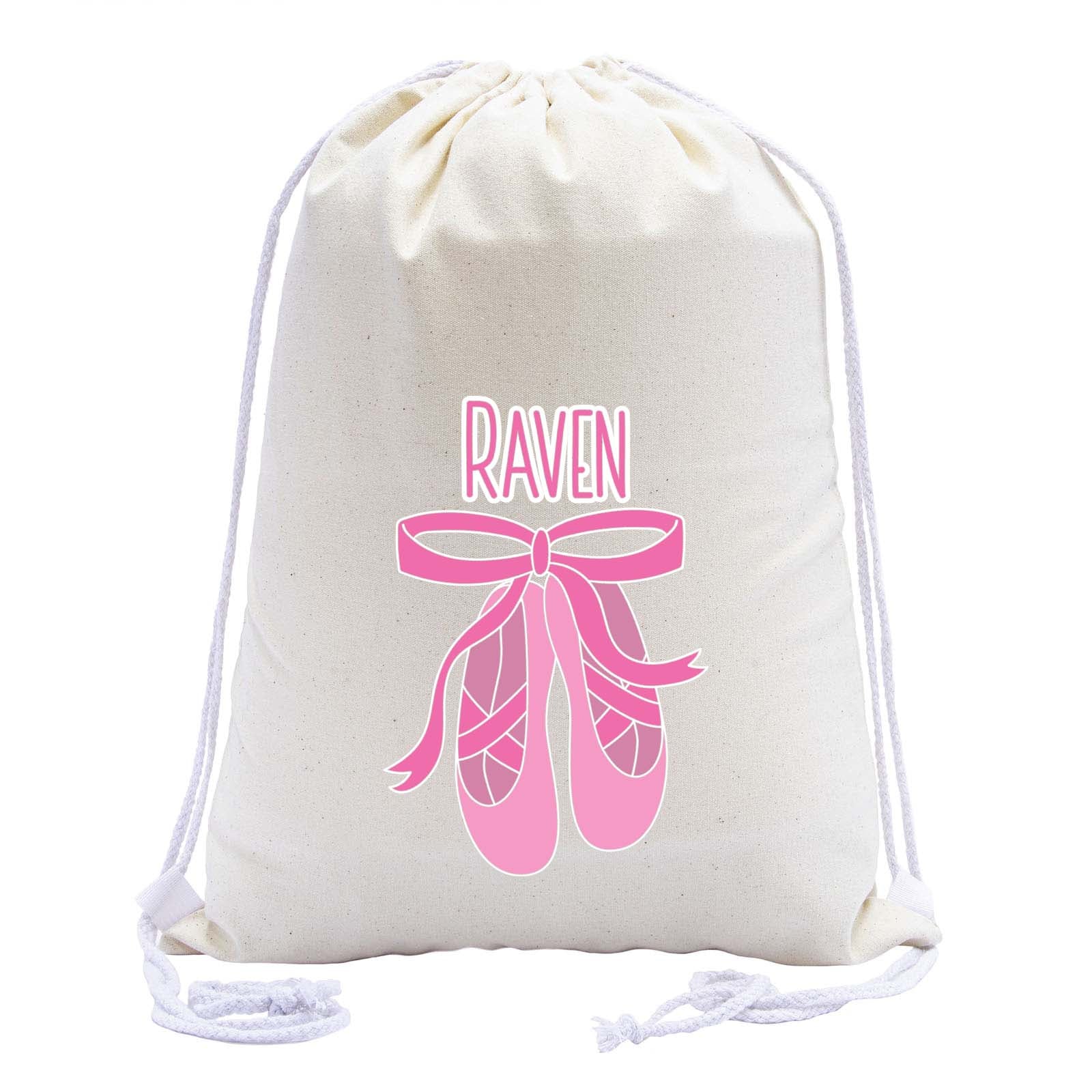 Custom Name and Ballerina Dance Shoes Cotton Drawstring Bag - Mato & Hash
