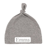 Custom Name (Text in Block) Baby Hat w/ Adjustable Top Knot - Mato & Hash