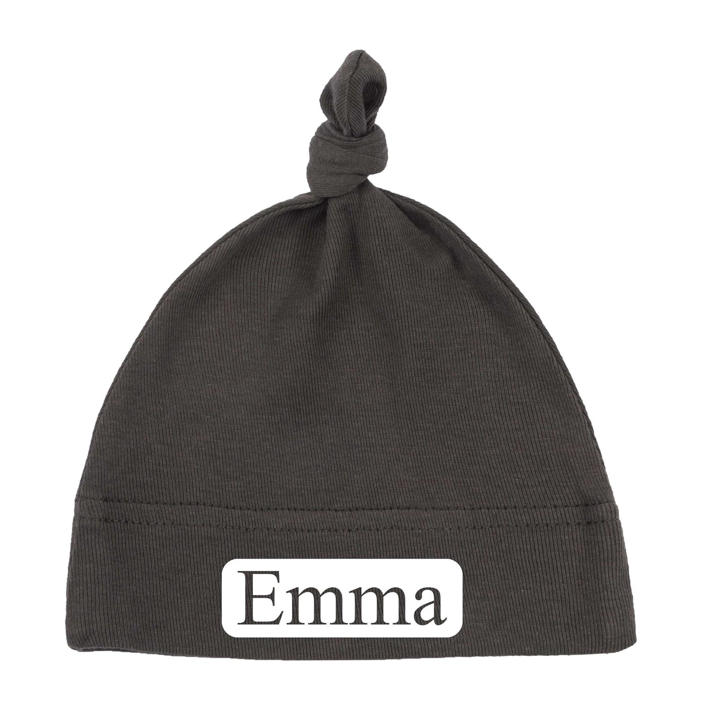 Custom Name (Text in Block) Baby Hat w/ Adjustable Top Knot - Mato & Hash