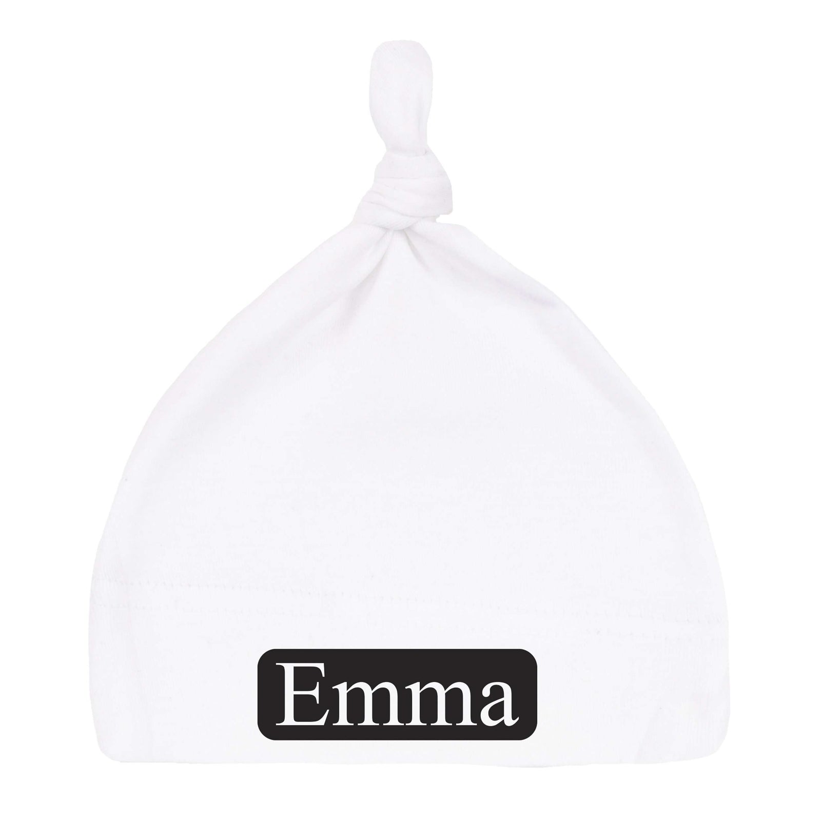 Custom Name (Text in Block) Baby Hat w/ Adjustable Top Knot - Mato & Hash