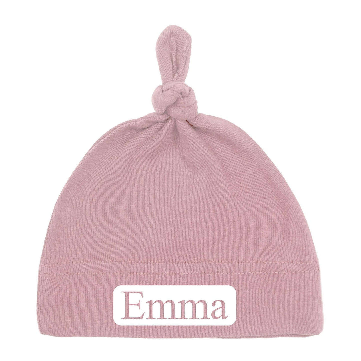 Custom Name (Text in Block) Baby Hat w/ Adjustable Top Knot - Mato & Hash