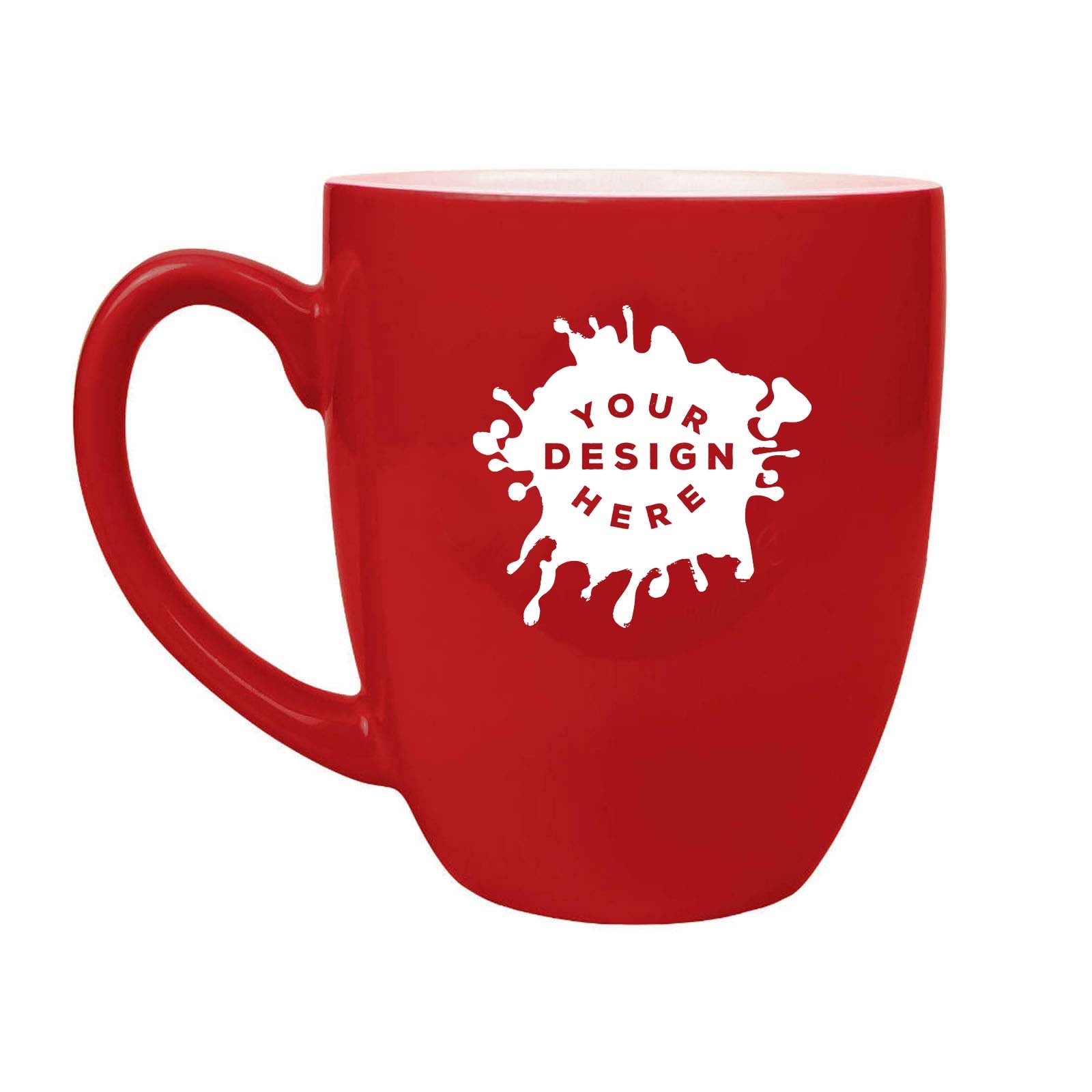Customized-Lasered Ceramic Bistro Mug 16 oz. Red / One Size