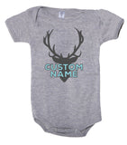 Deer Antlers Custom Name Cotton Baby Romper - Mato & Hash