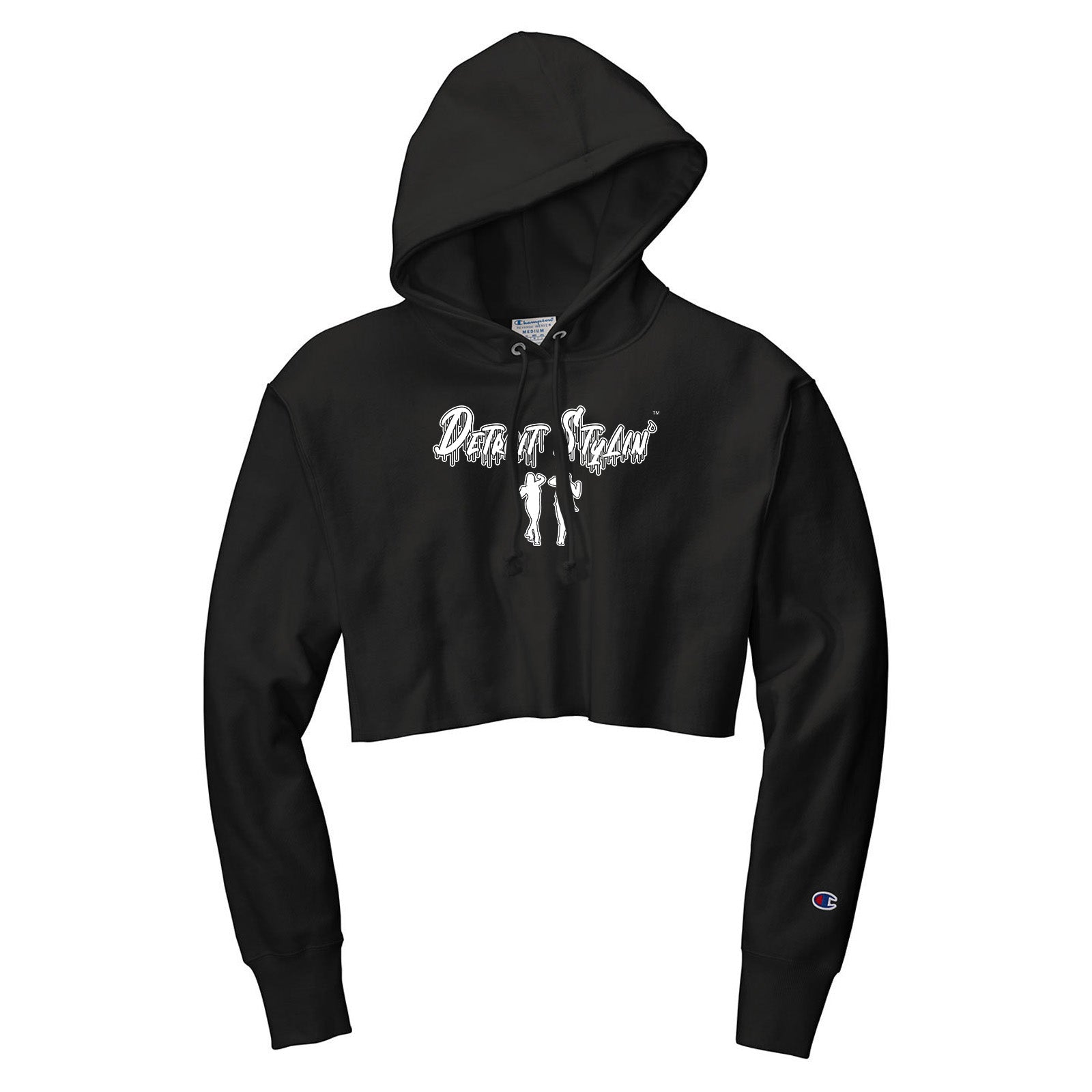 Detroit Stylin Champion Womens Reverse Weave® Cropped Cut-Off Hooded Sweatshirt Printed - Mato & Hash