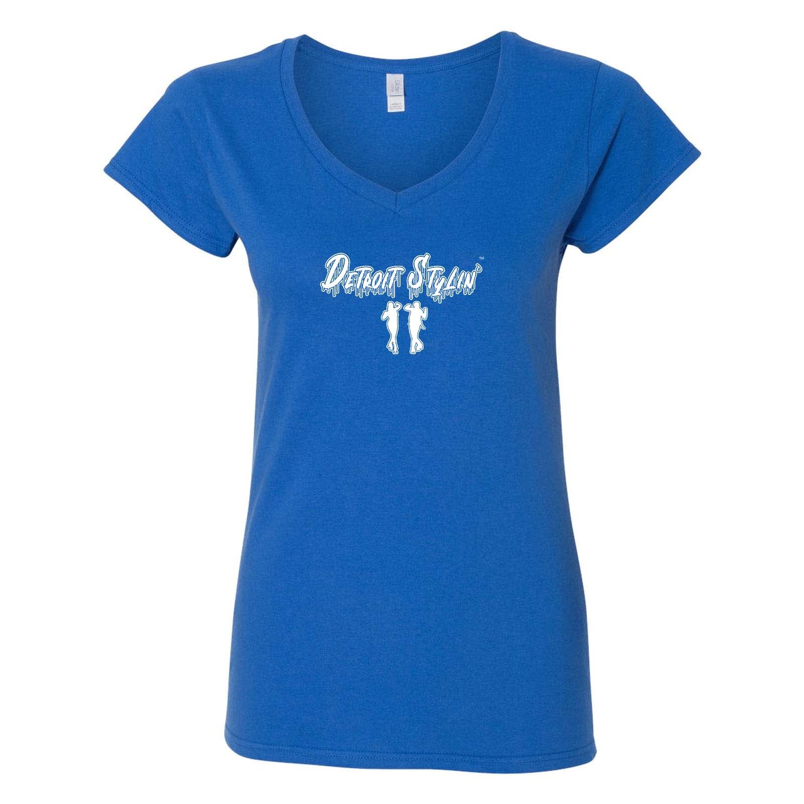 Detroit Stylin Gildan Softstyle Women's 100% Cotton V-Neck T-Shirt Printed - Mato & Hash