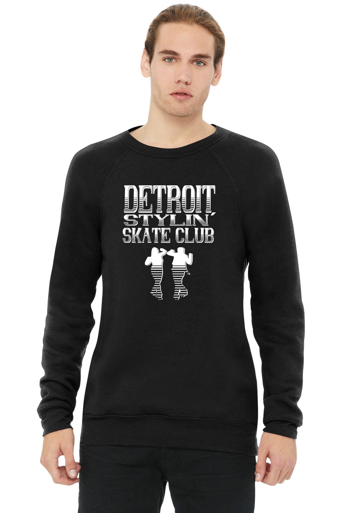 Detroit Stylin Skate Club Bella + Canvas Unisex Cotton/Polyester Fleece Raglan Crewneck Sweatshirt Printed - Mato & Hash