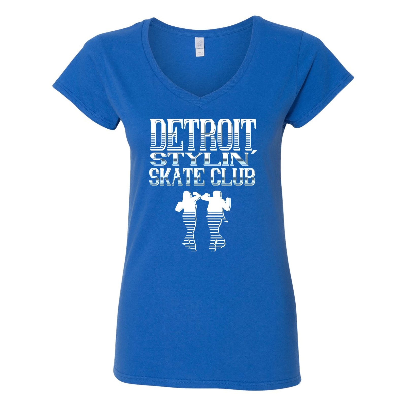 Detroit Stylin Skate Club Gildan Softstyle Women's 100% Cotton V-Neck T-Shirt Printed - Mato & Hash