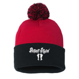 Detroit Stylin Sportsman Pom-Pom 12" Knit Beanie Embroidery - Mato & Hash