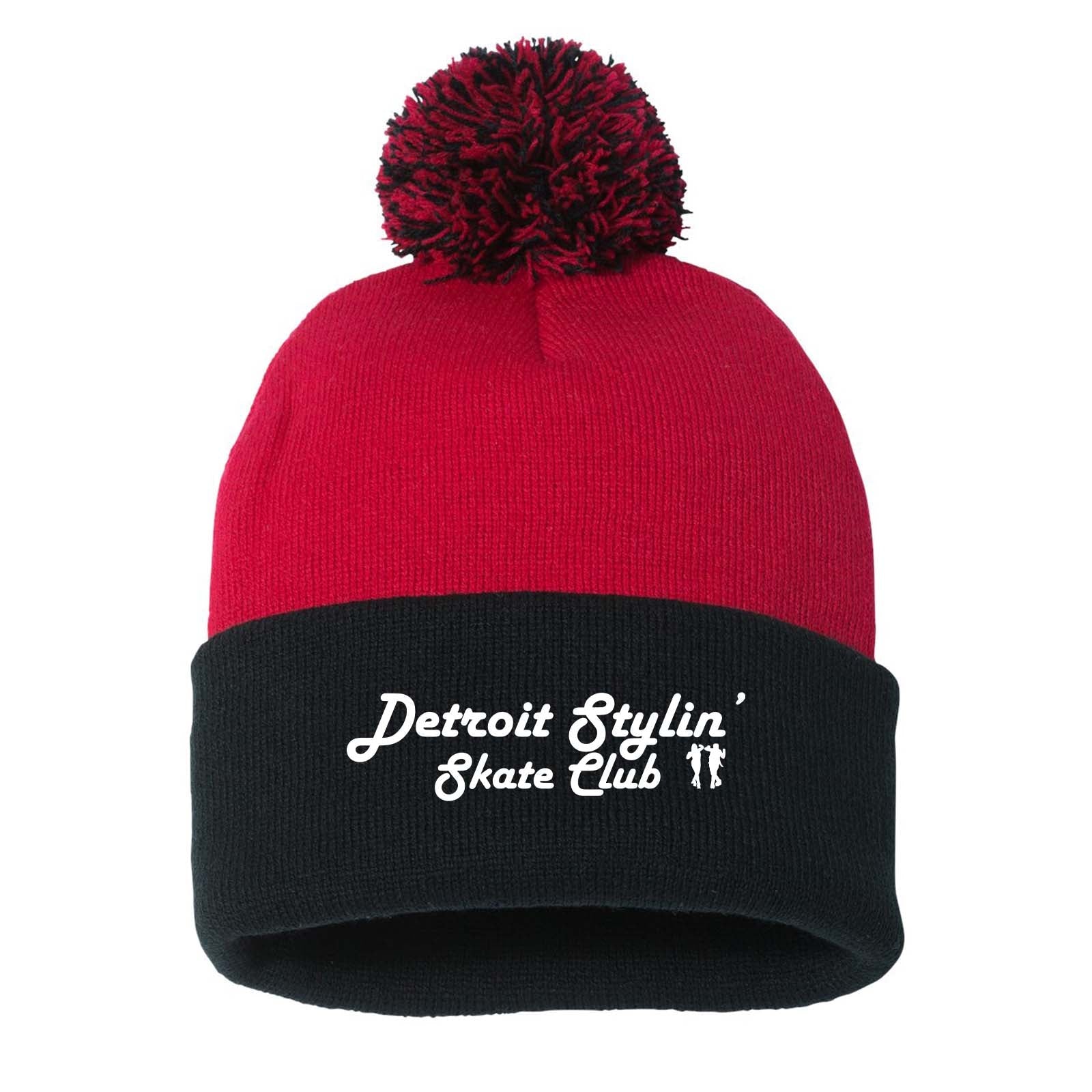 Detroit Stylin Sportsman Pom-Pom 12" Knit Beanie Embroidery - Mato & Hash