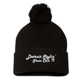 Detroit Stylin Sportsman Pom-Pom 12" Knit Beanie Embroidery - Mato & Hash