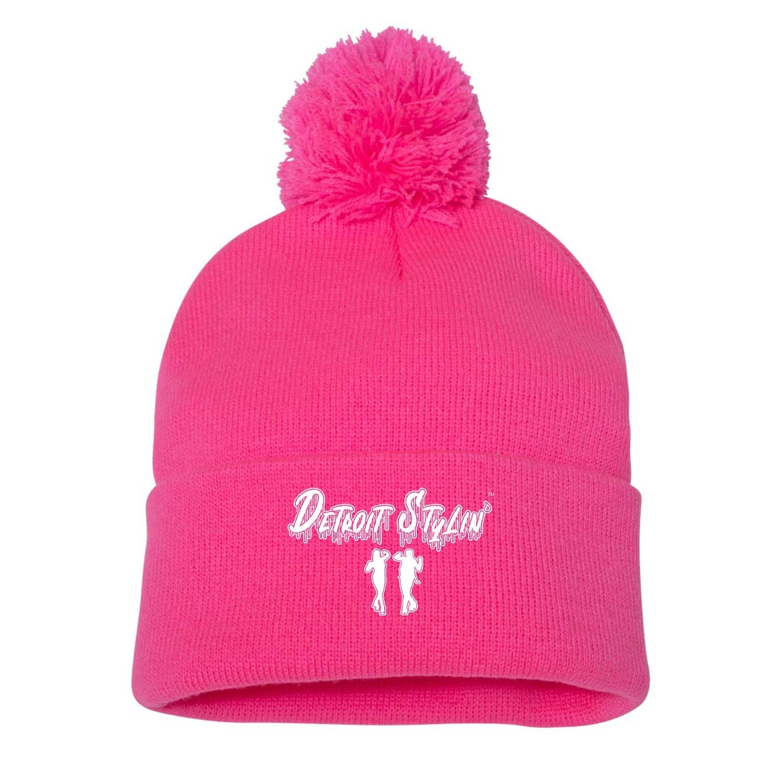 Detroit Stylin Sportsman Pom-Pom 12" Knit Beanie Embroidery - Mato & Hash