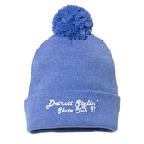 Detroit Stylin Sportsman Pom-Pom 12" Knit Beanie Embroidery - Mato & Hash