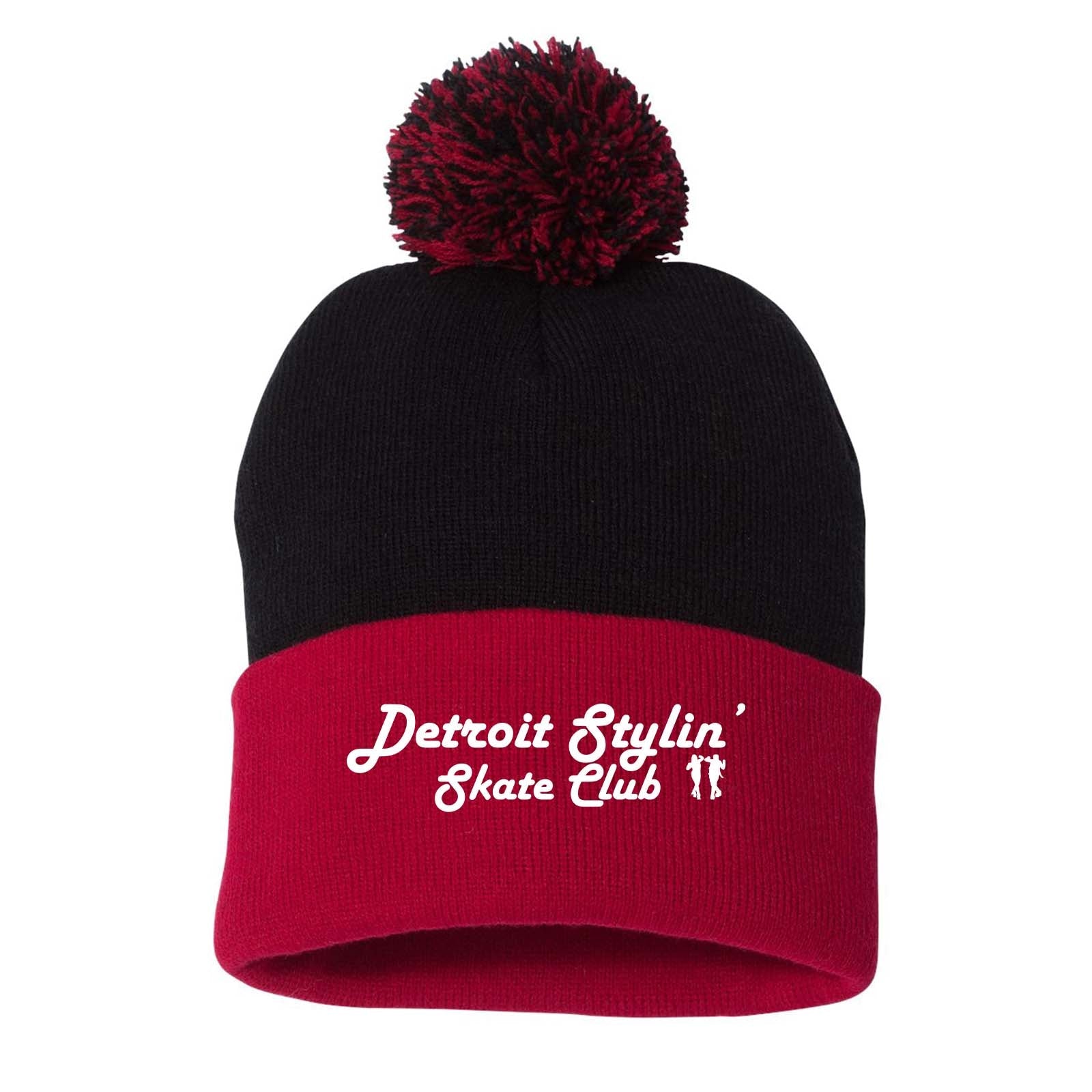 Detroit Stylin Sportsman Pom-Pom 12" Knit Beanie Embroidery - Mato & Hash