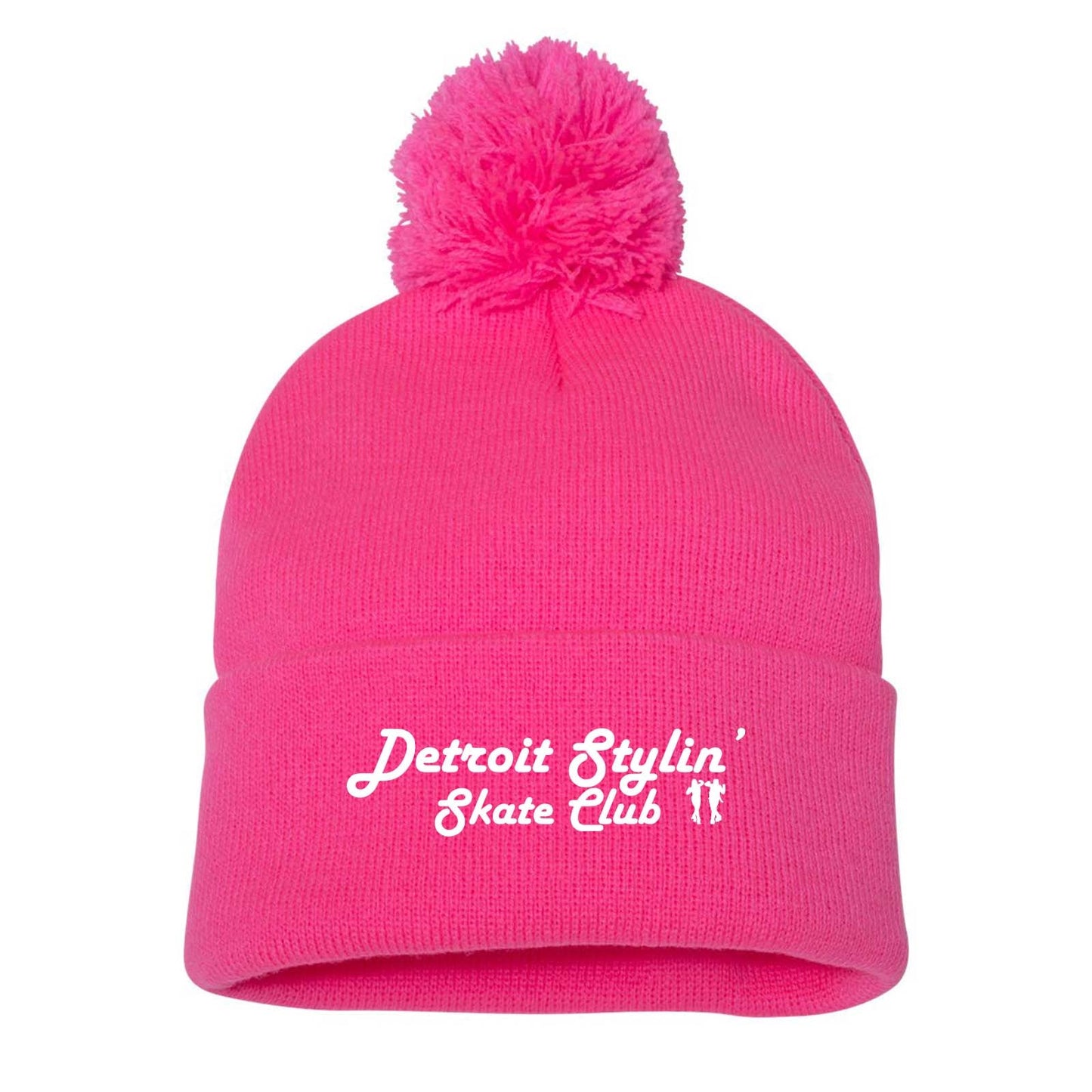 Detroit Stylin Sportsman Pom-Pom 12" Knit Beanie Embroidery - Mato & Hash