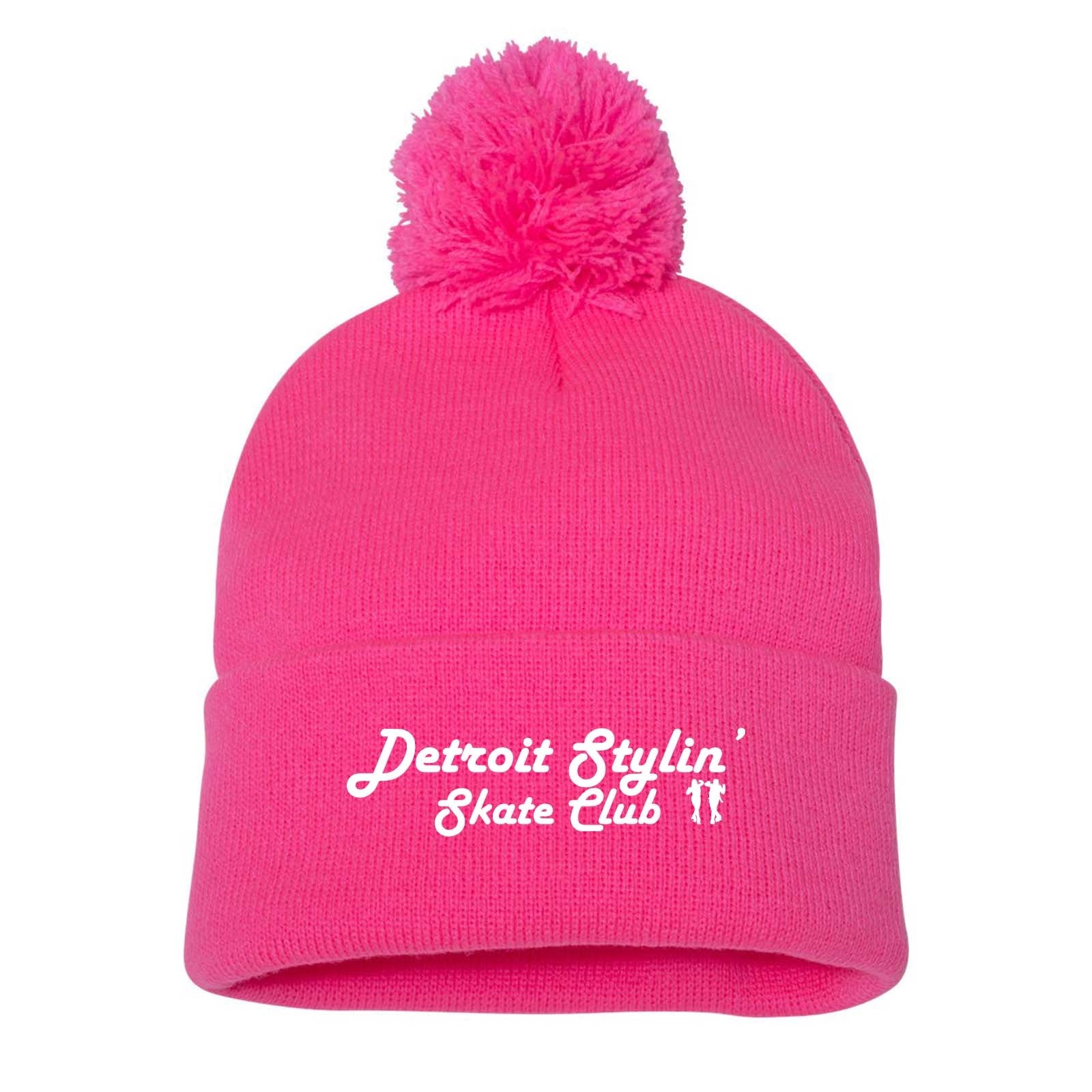 Detroit Stylin Sportsman Pom-Pom 12" Knit Beanie Embroidery - Mato & Hash