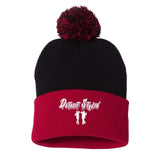 Detroit Stylin Sportsman Pom-Pom 12" Knit Beanie Embroidery - Mato & Hash