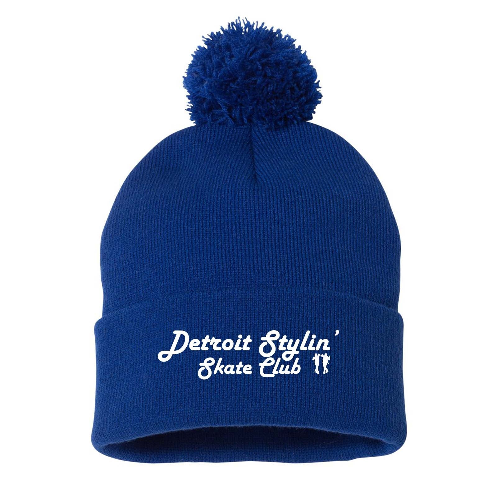 Detroit Stylin Sportsman Pom-Pom 12" Knit Beanie Embroidery - Mato & Hash