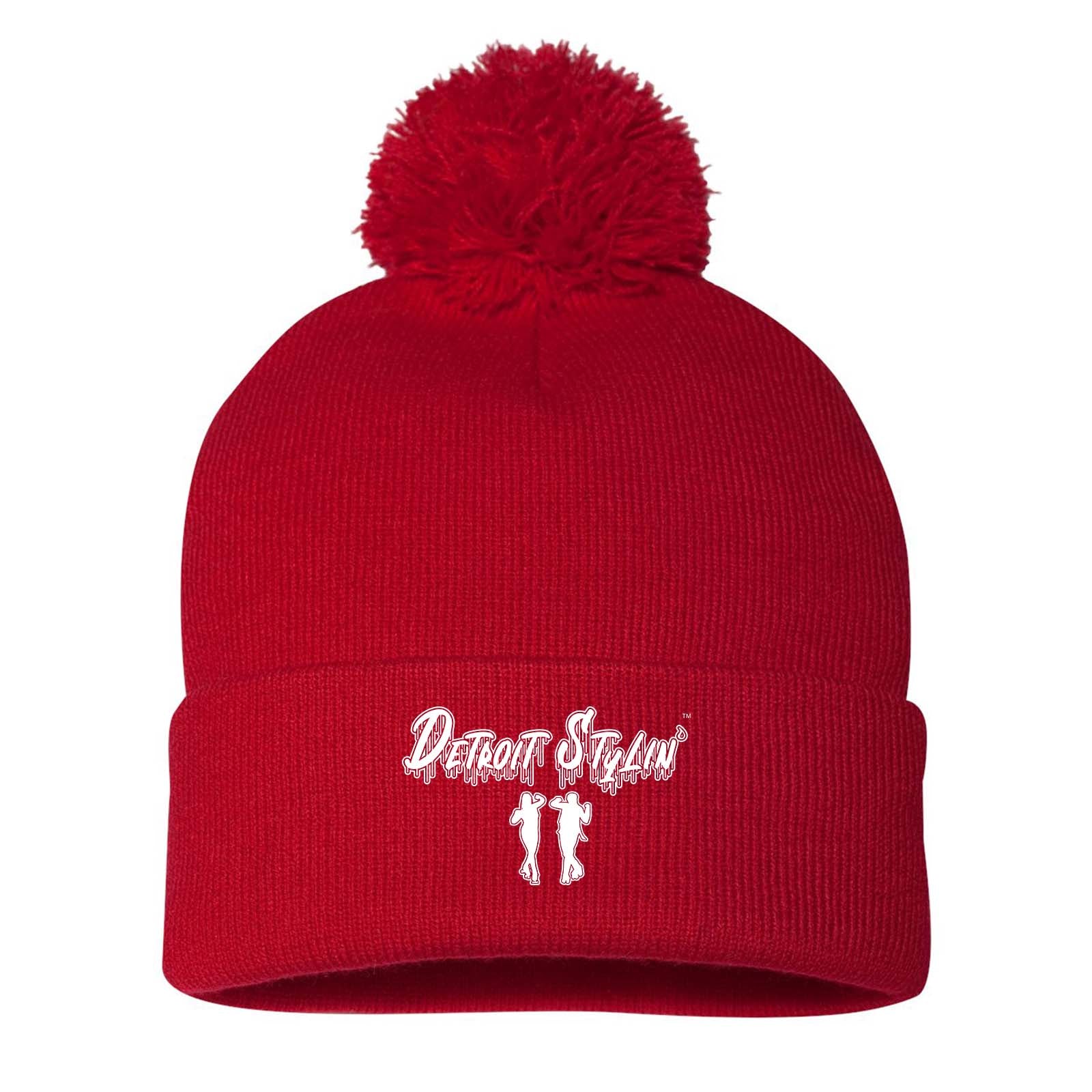 Detroit Stylin Sportsman Pom-Pom 12" Knit Beanie Embroidery - Mato & Hash