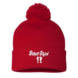 Detroit Stylin Sportsman Pom-Pom 12" Knit Beanie Embroidery - Mato & Hash