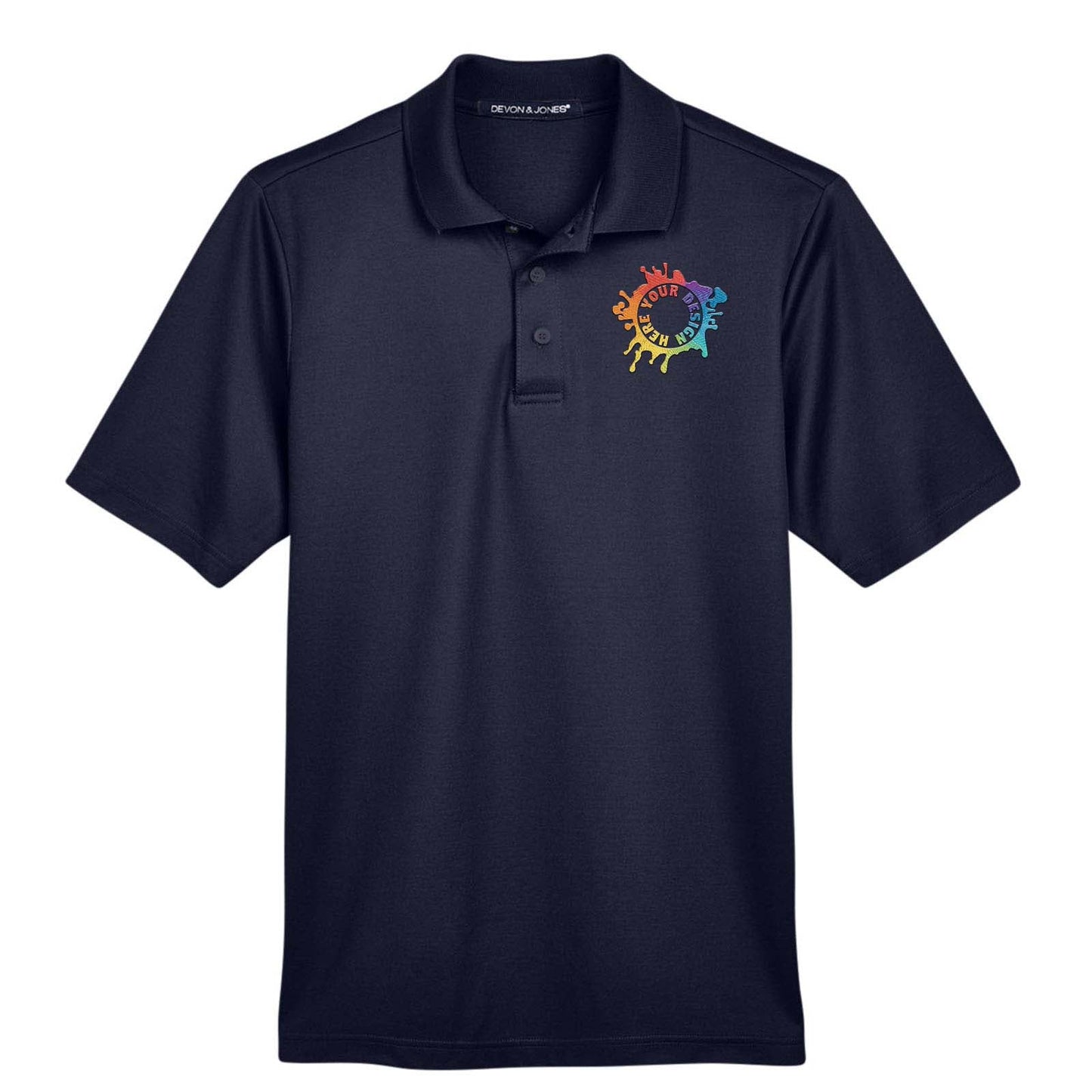 Devon & Jones CrownLux Performance Polyester/Cotton Blend Men's Plaited Polo T-Shirt Embroidery - Mato & Hash