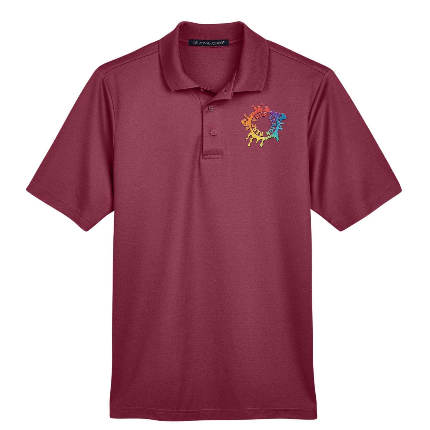 Devon & Jones CrownLux Performance Polyester/Cotton Blend Men's Plaited Polo T-Shirt Embroidery - Mato & Hash