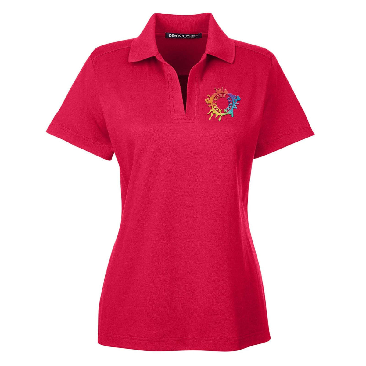 Devon & Jones CrownLux Performance Polyester/Cotton Blend Women's Plaited Polo T-Shirt Embroidery - Mato & Hash