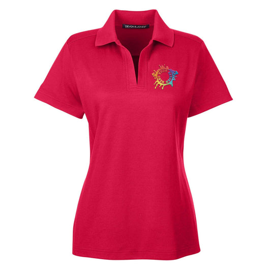 Devon & Jones CrownLux Performance Polyester/Cotton Blend Women's Plaited Polo T-Shirt Embroidery - Mato & Hash