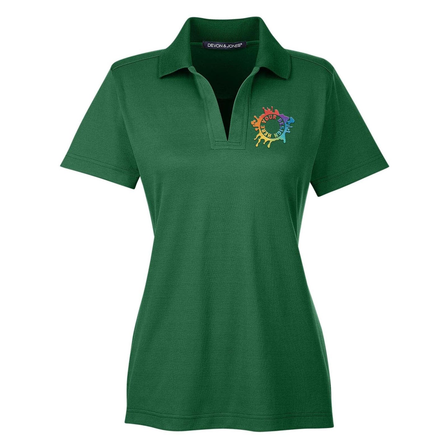 Devon & Jones CrownLux Performance Polyester/Cotton Blend Women's Plaited Polo T-Shirt Embroidery - Mato & Hash