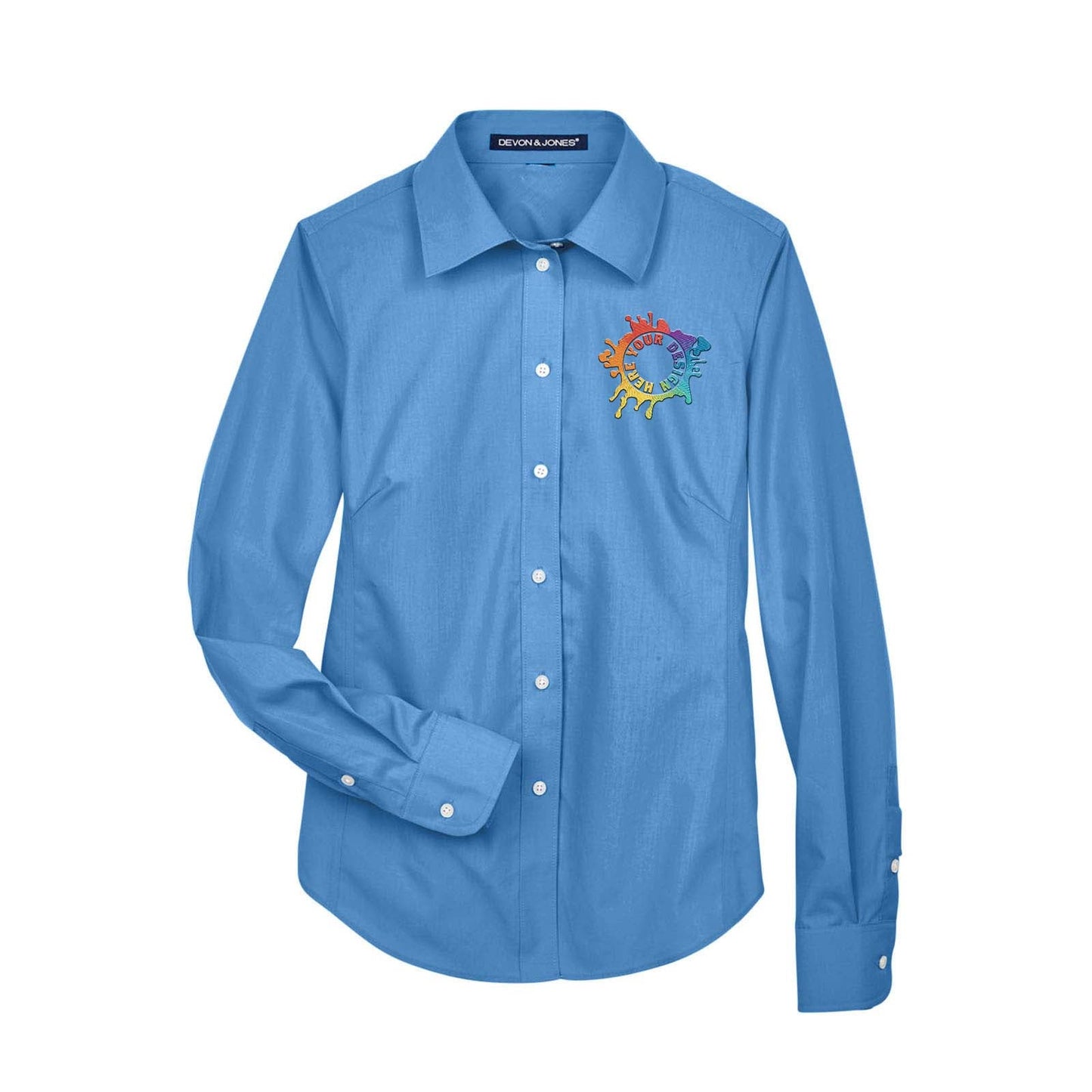 Devon & Jones Ladies' Crown Woven Collection® Solid Broadcloth Embroidery - Mato & Hash