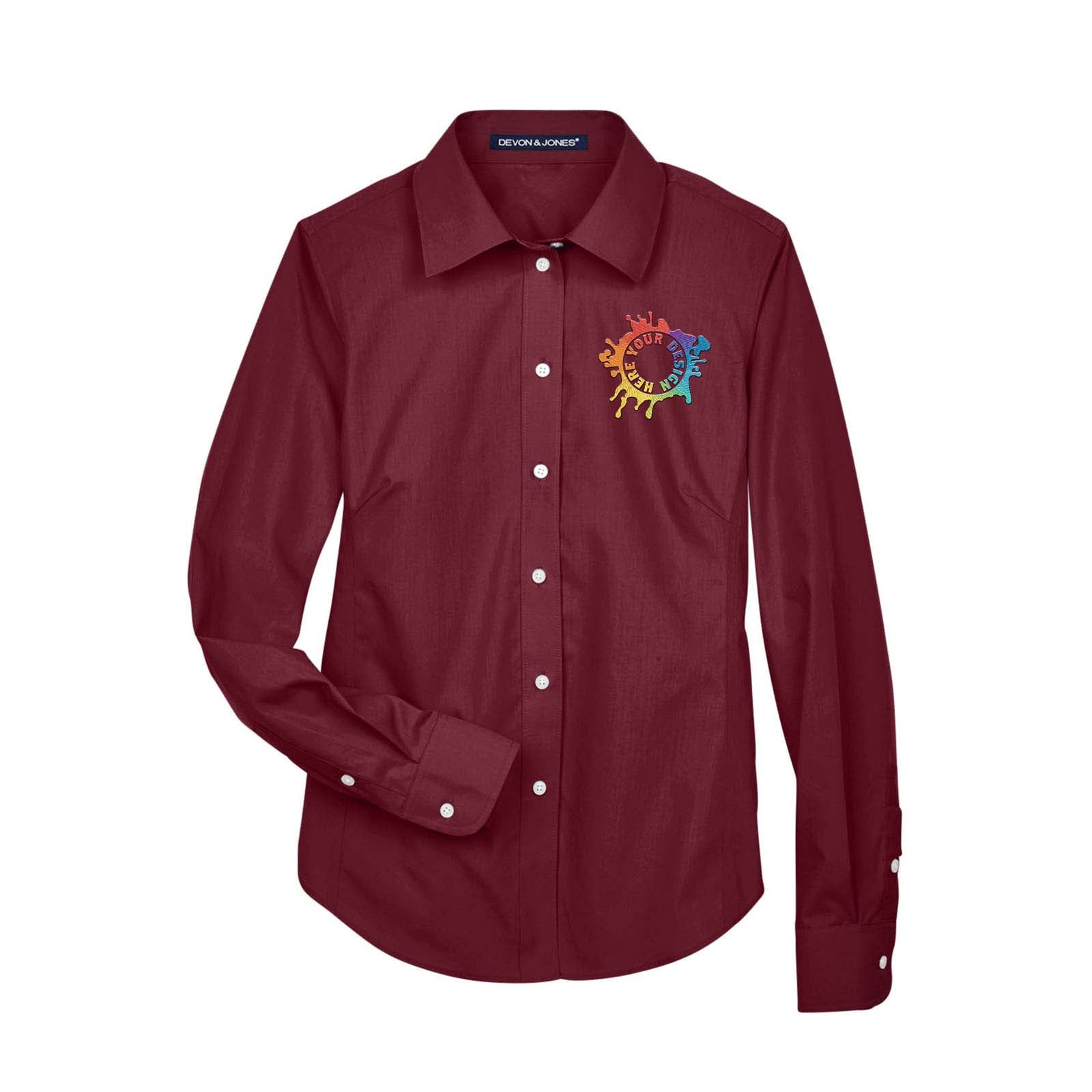 Devon & Jones Ladies' Crown Woven Collection® Solid Broadcloth Embroidery - Mato & Hash