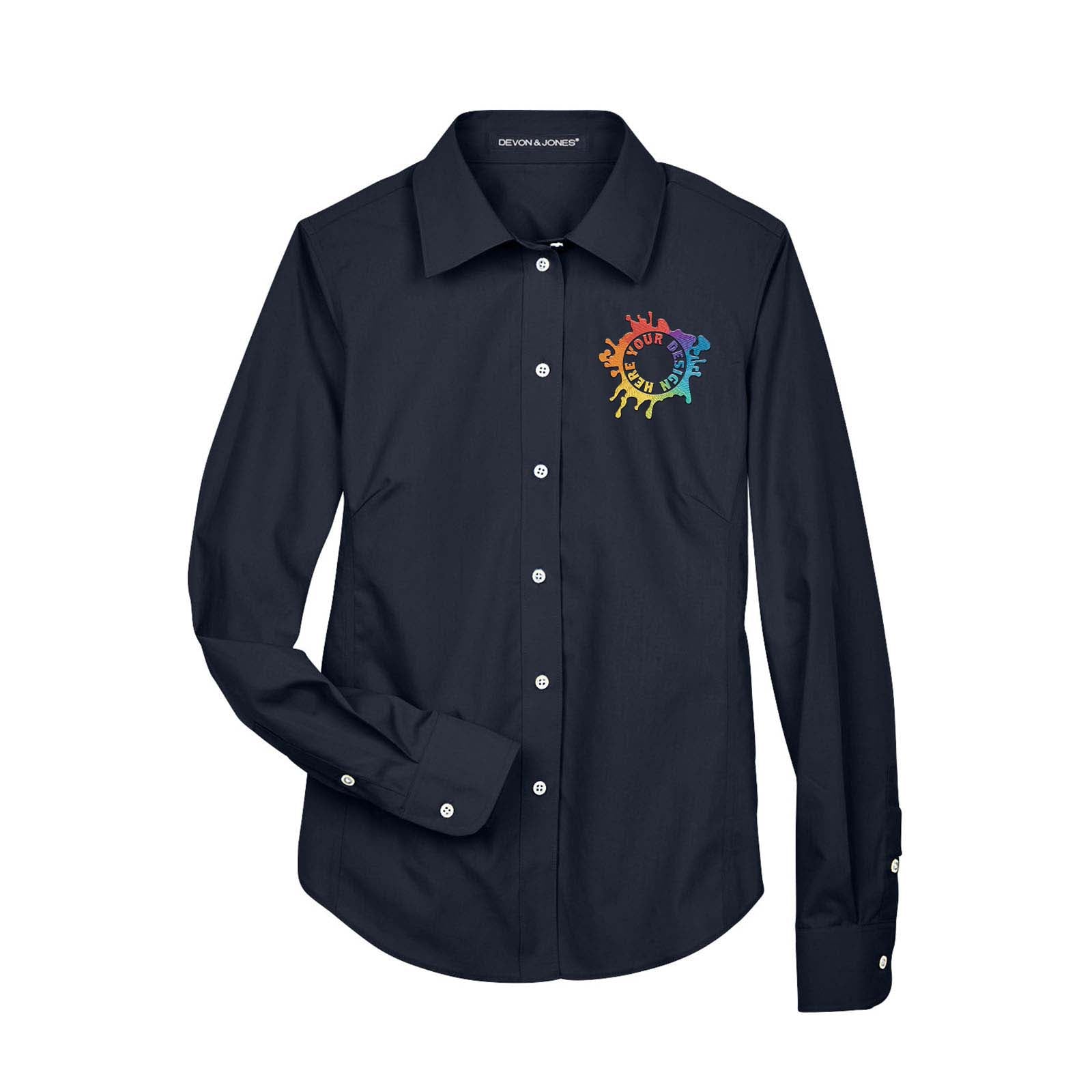 Devon & Jones Ladies' Crown Woven Collection® Solid Broadcloth Embroidery - Mato & Hash