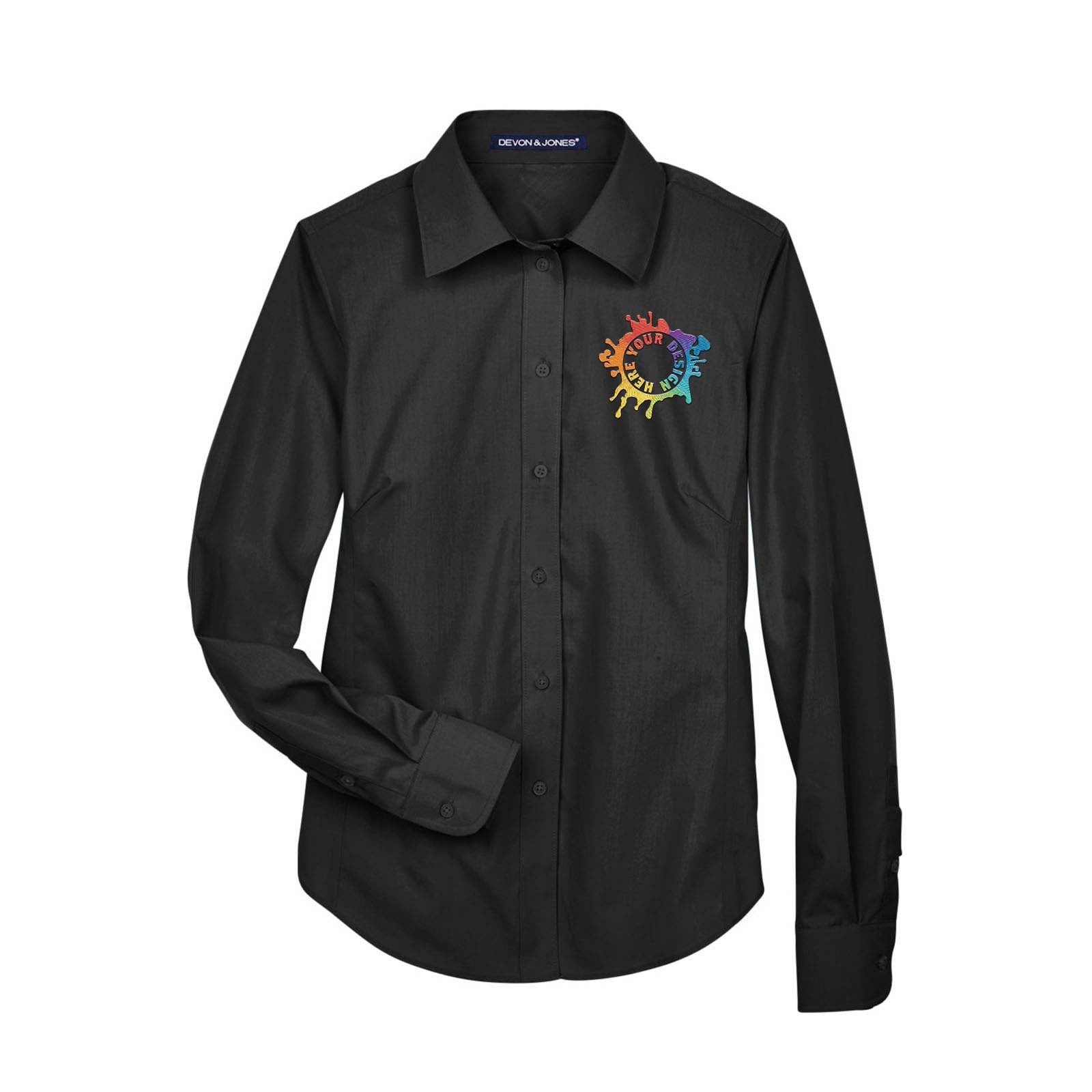 Devon & Jones Ladies' Crown Woven Collection® Solid Broadcloth Embroidery - Mato & Hash
