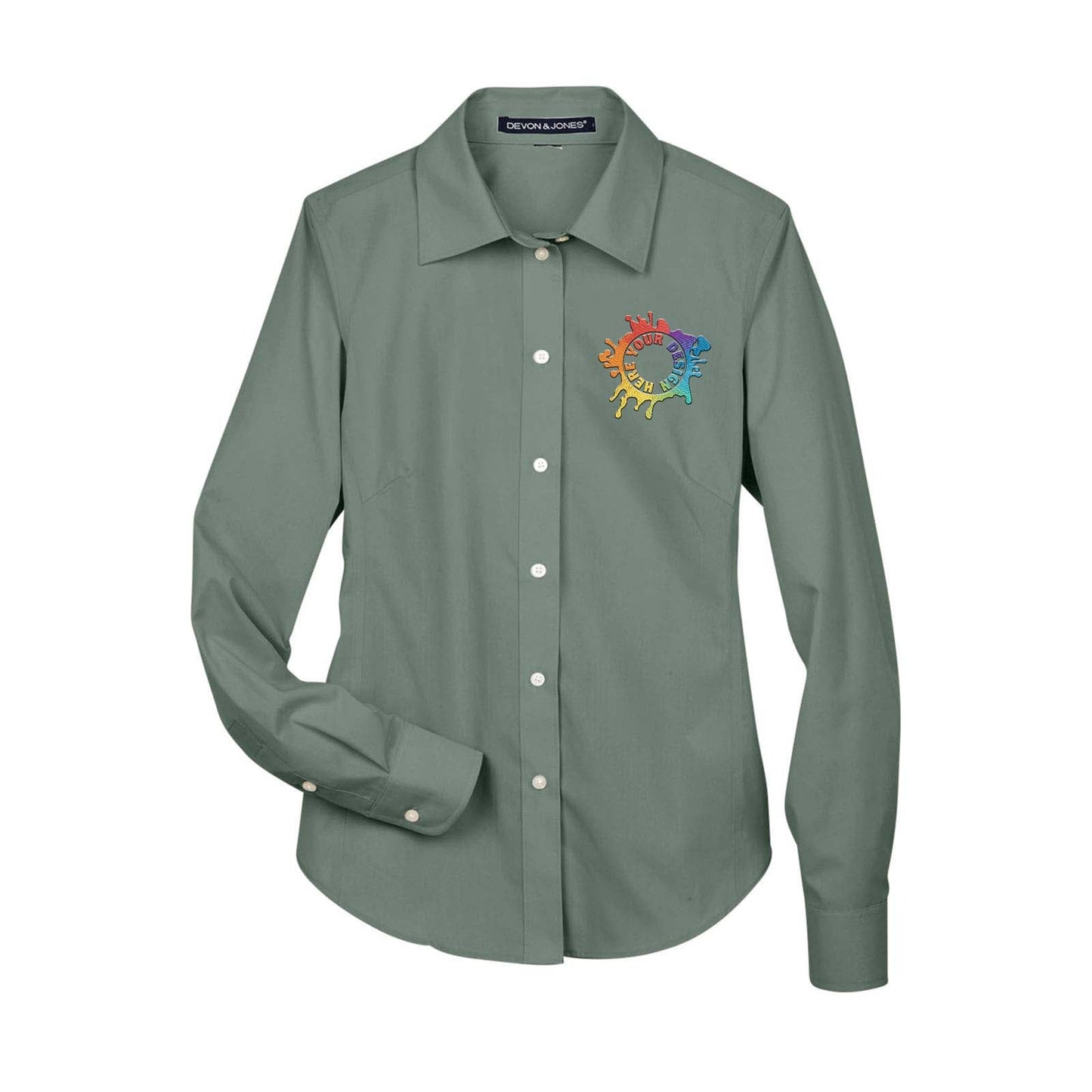 Devon & Jones Ladies' Crown Woven Collection® Solid Broadcloth Embroidery - Mato & Hash