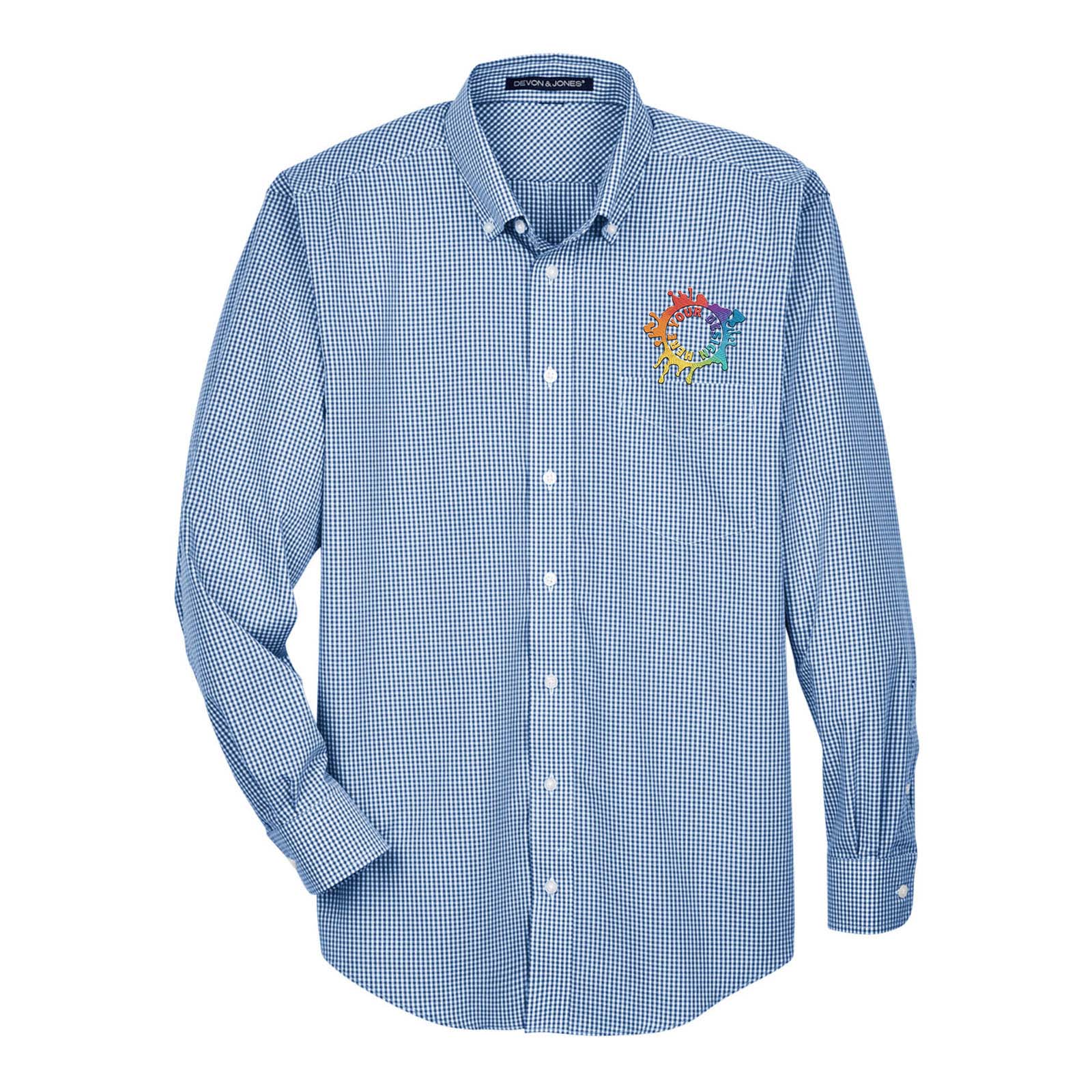 Devon & Jones Men's Crown Woven Collection® Gingham Check Embroidery - Mato & Hash