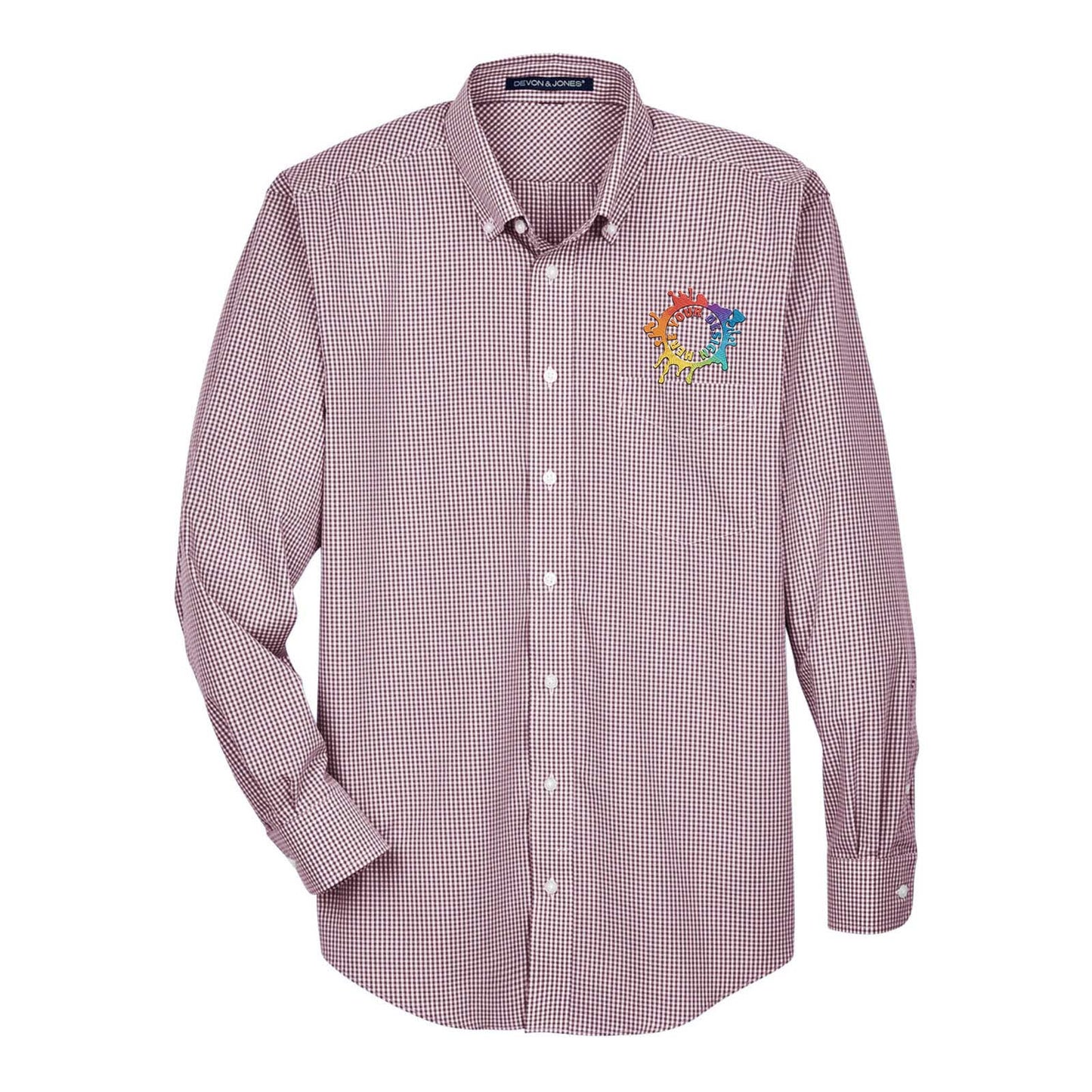 Devon & Jones Men's Crown Woven Collection® Gingham Check Embroidery - Mato & Hash