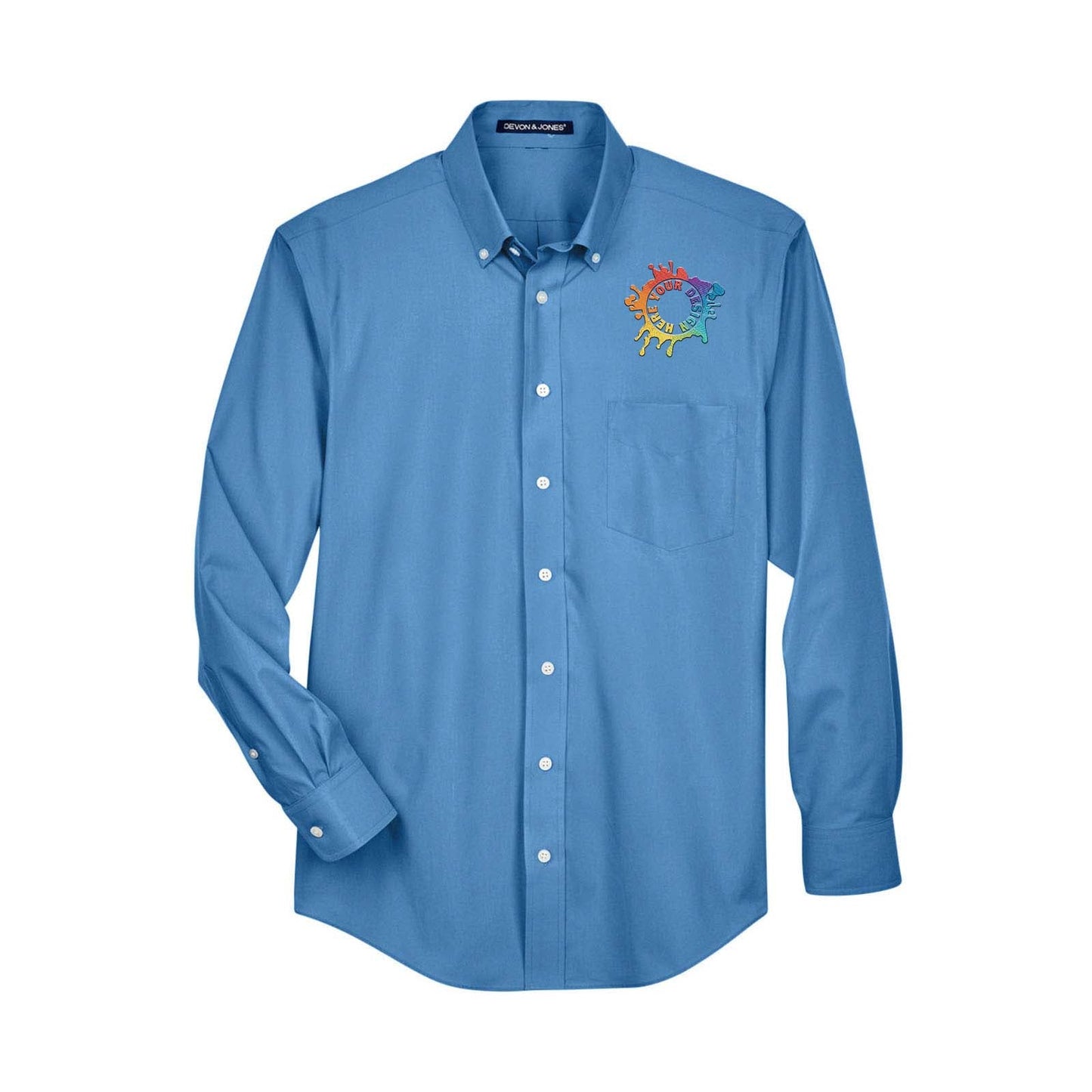 Devon & Jones Men's Crown Woven Collection® Solid Broadcloth Embroidery - Mato & Hash