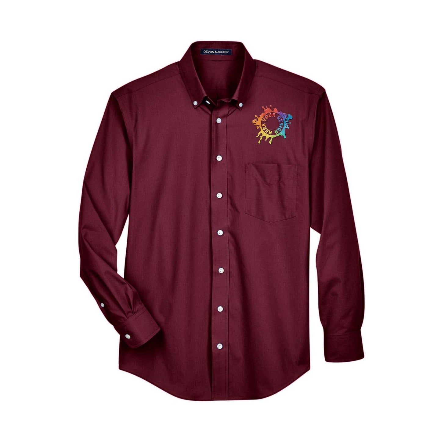 Devon & Jones Men's Crown Woven Collection® Solid Broadcloth Embroidery - Mato & Hash