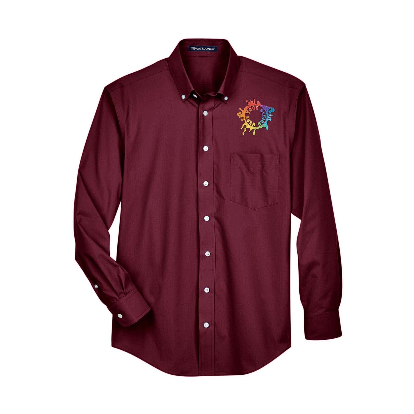 Devon & Jones Men's Crown Woven Collection® Solid Broadcloth Embroidery - Mato & Hash