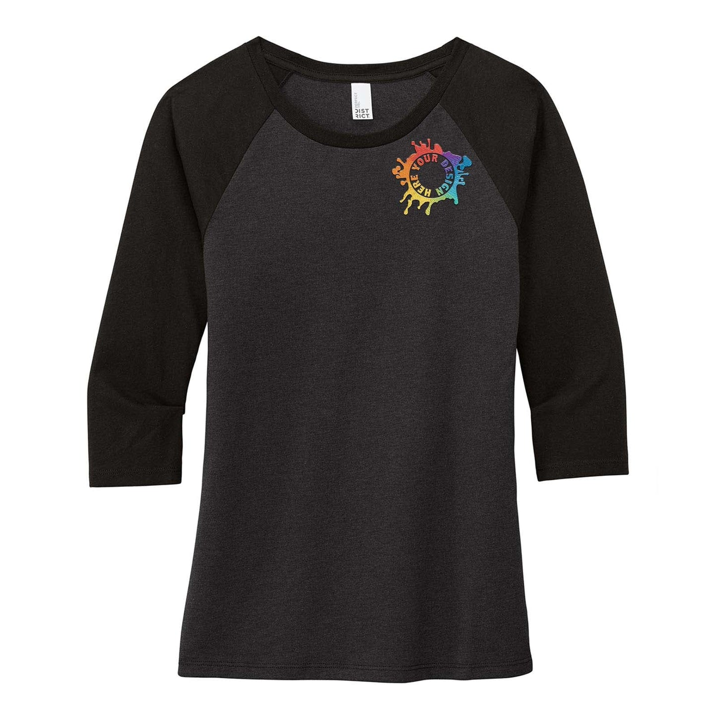 District ® Women's Perfect Tri ® 3/4 Sleeve Raglan Embroidery - Mato & Hash