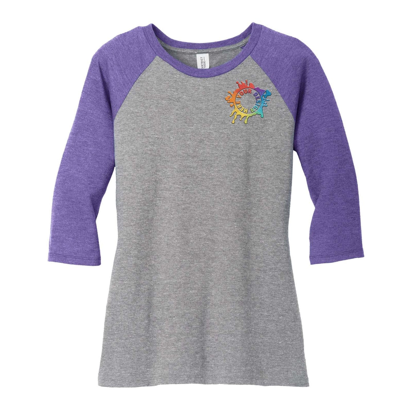 District ® Women's Perfect Tri ® 3/4 Sleeve Raglan Embroidery - Mato & Hash