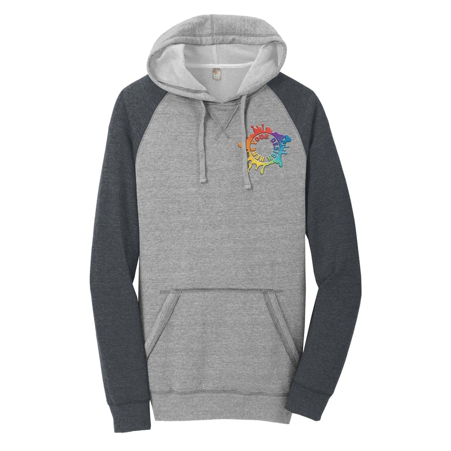 District ® Young Mens Lightweight Fleece Raglan Hoodie Embroidery - Mato & Hash