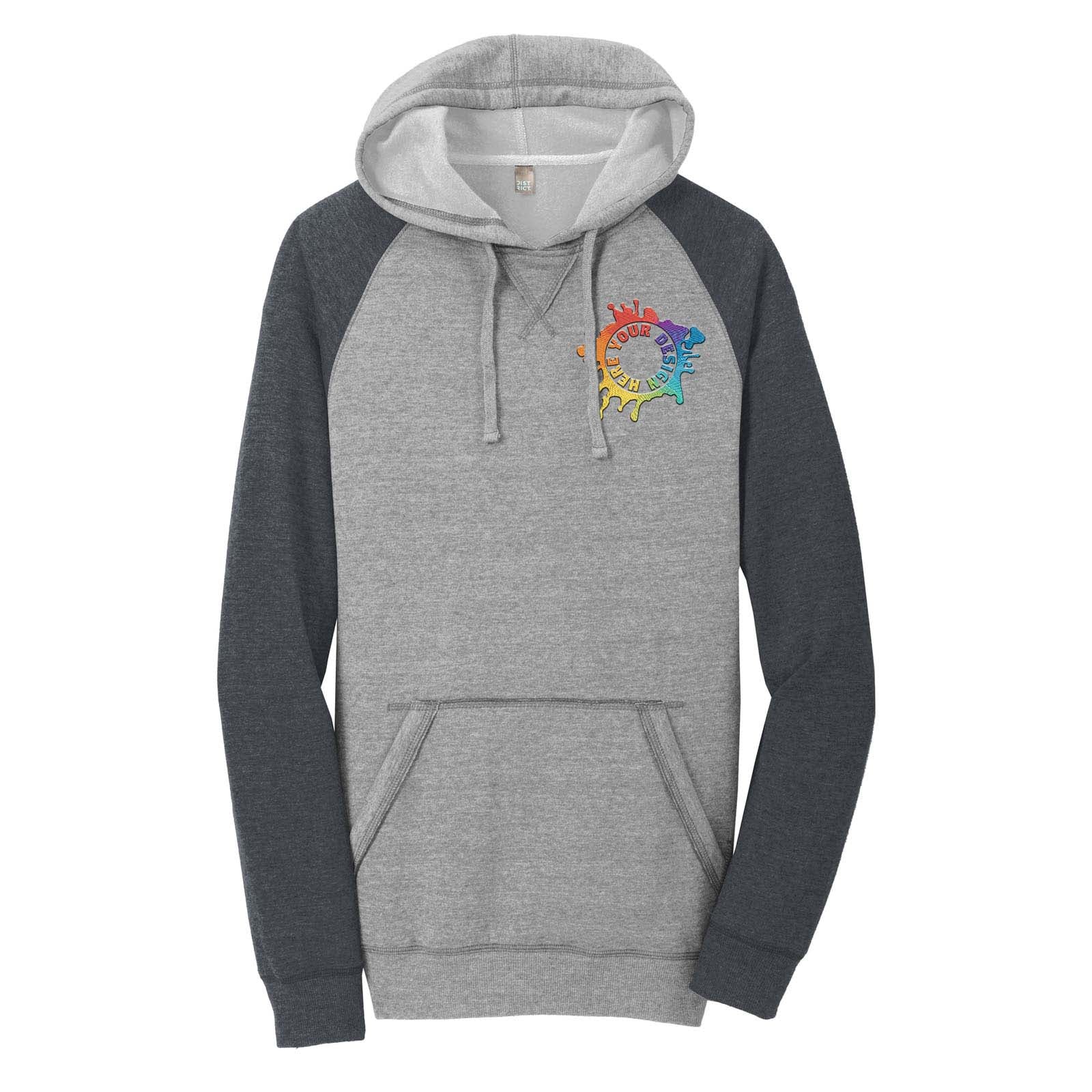 District ® Young Mens Lightweight Fleece Raglan Hoodie Embroidery - Mato & Hash