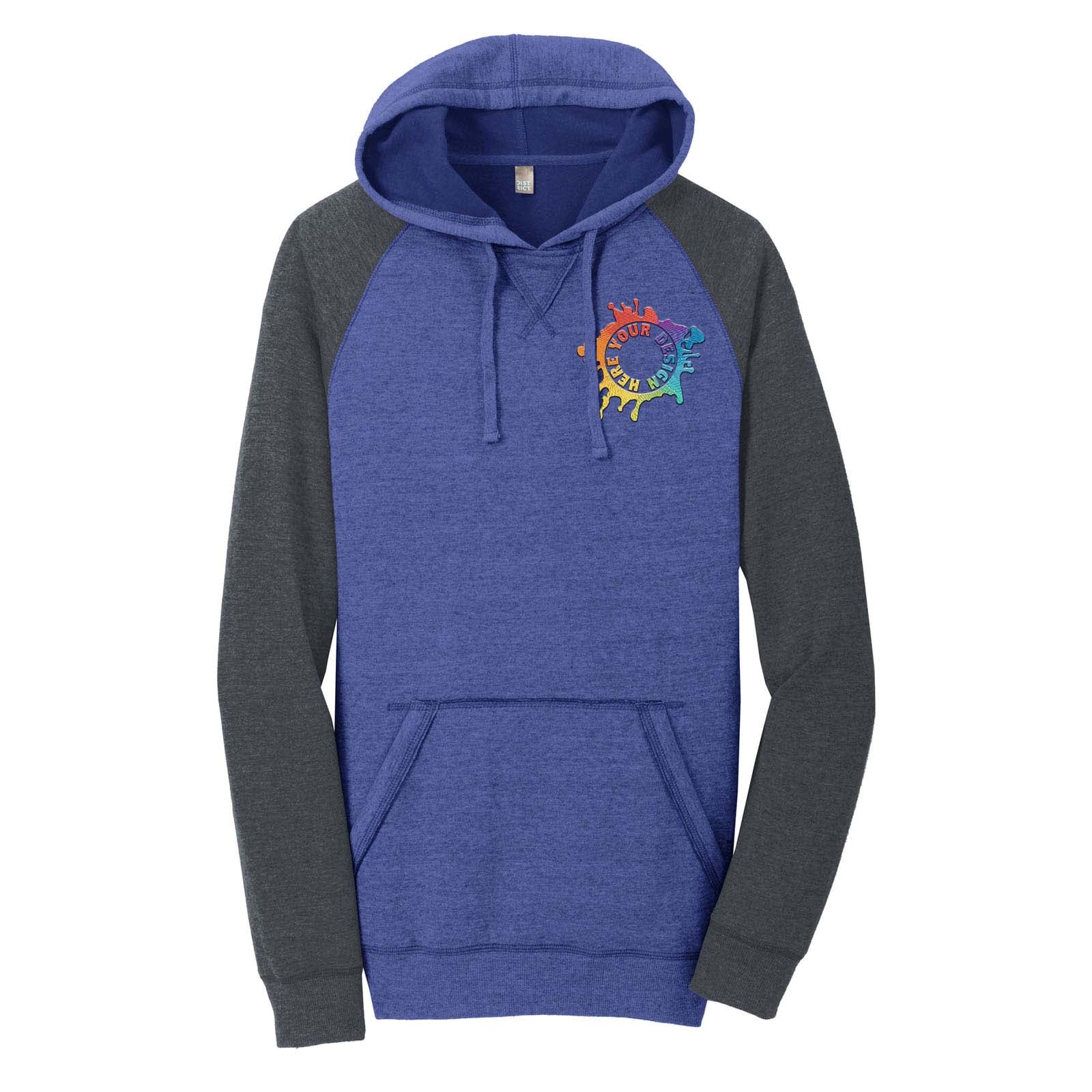 District ® Young Mens Lightweight Fleece Raglan Hoodie Embroidery - Mato & Hash