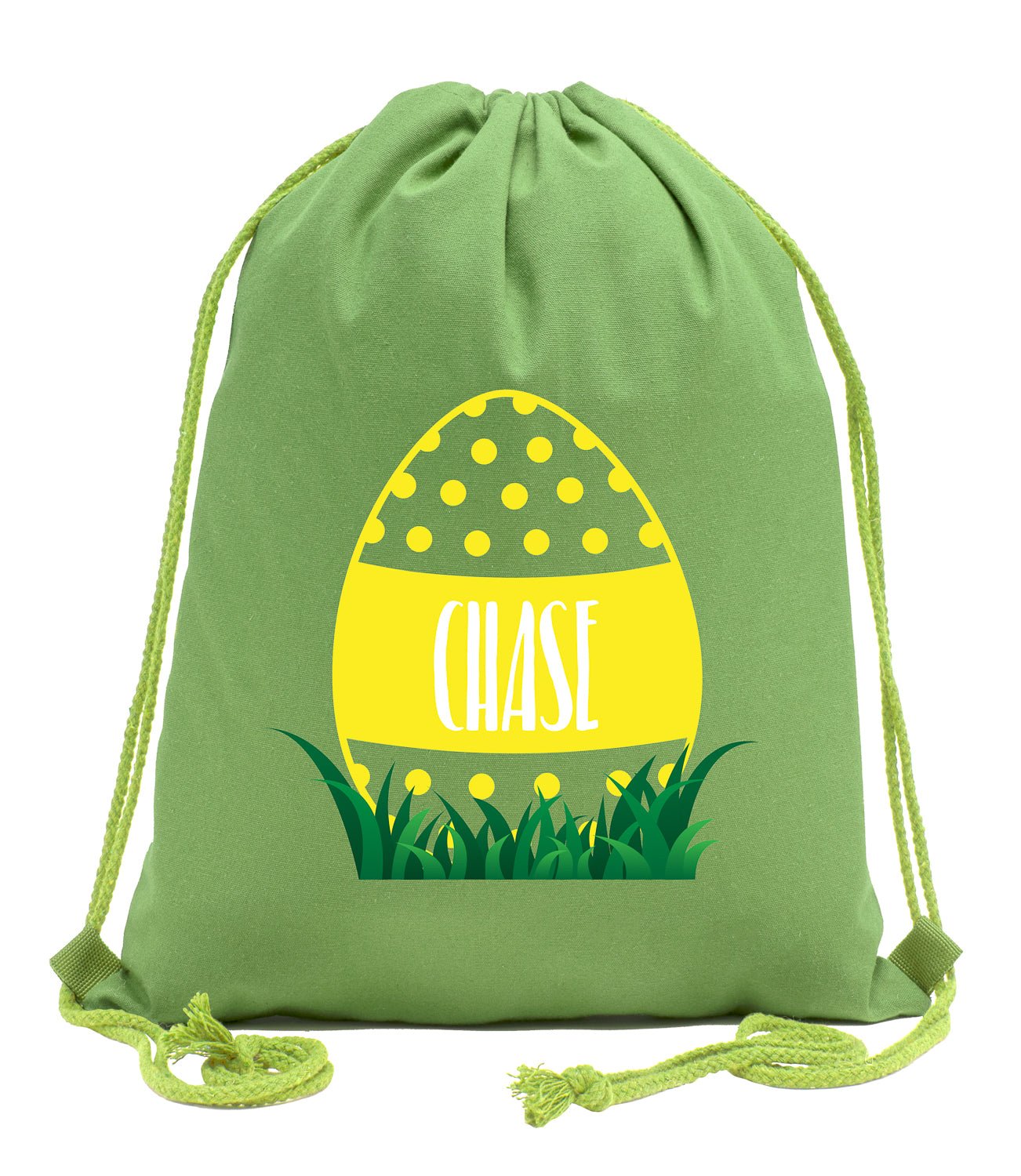 Dotted Easter Egg Custom Name Cotton Drawstring Bag - Mato & Hash