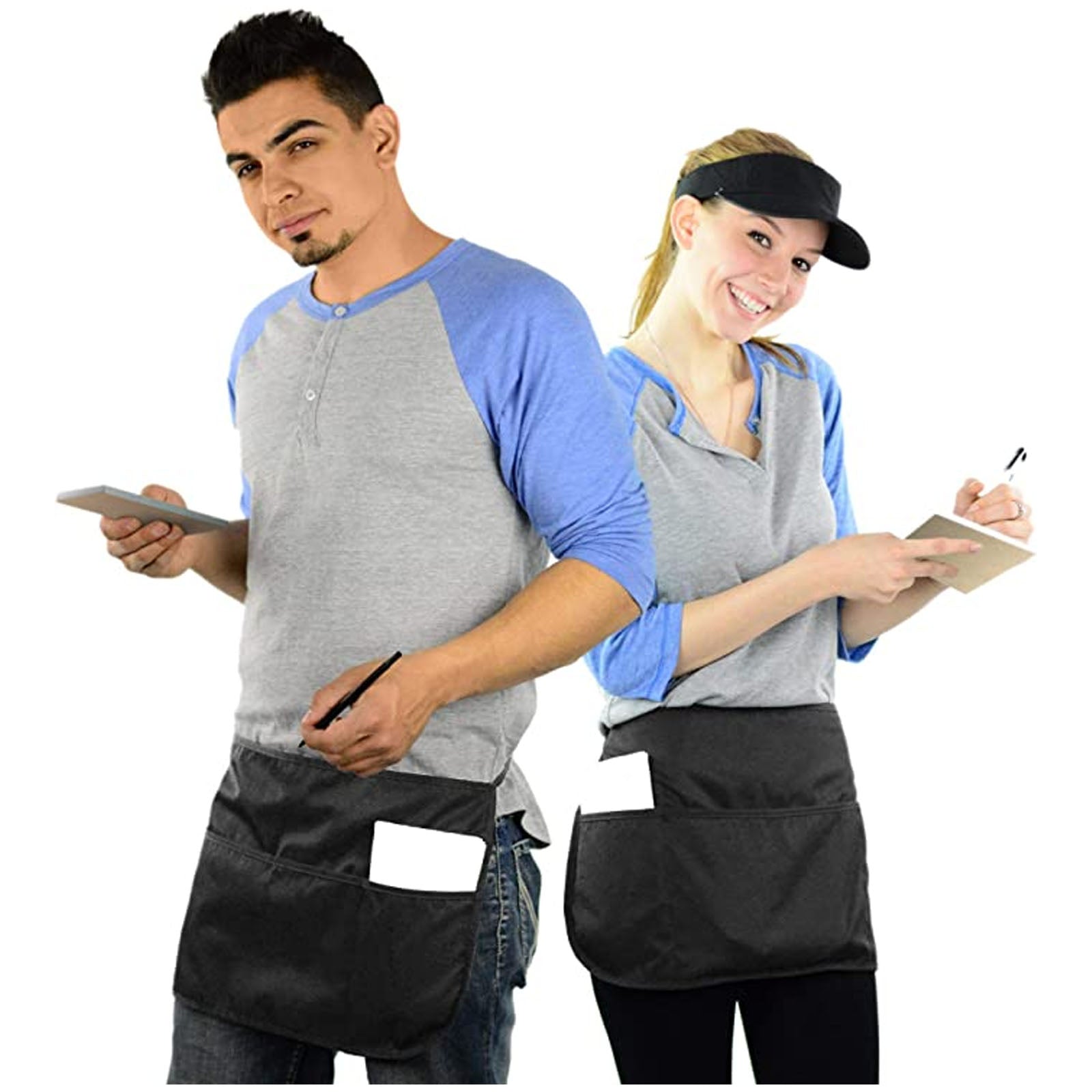 Double sided 3 Pocket Waist Apron with Pen Holder Custom Printed On Both Sides - Mato & Hash