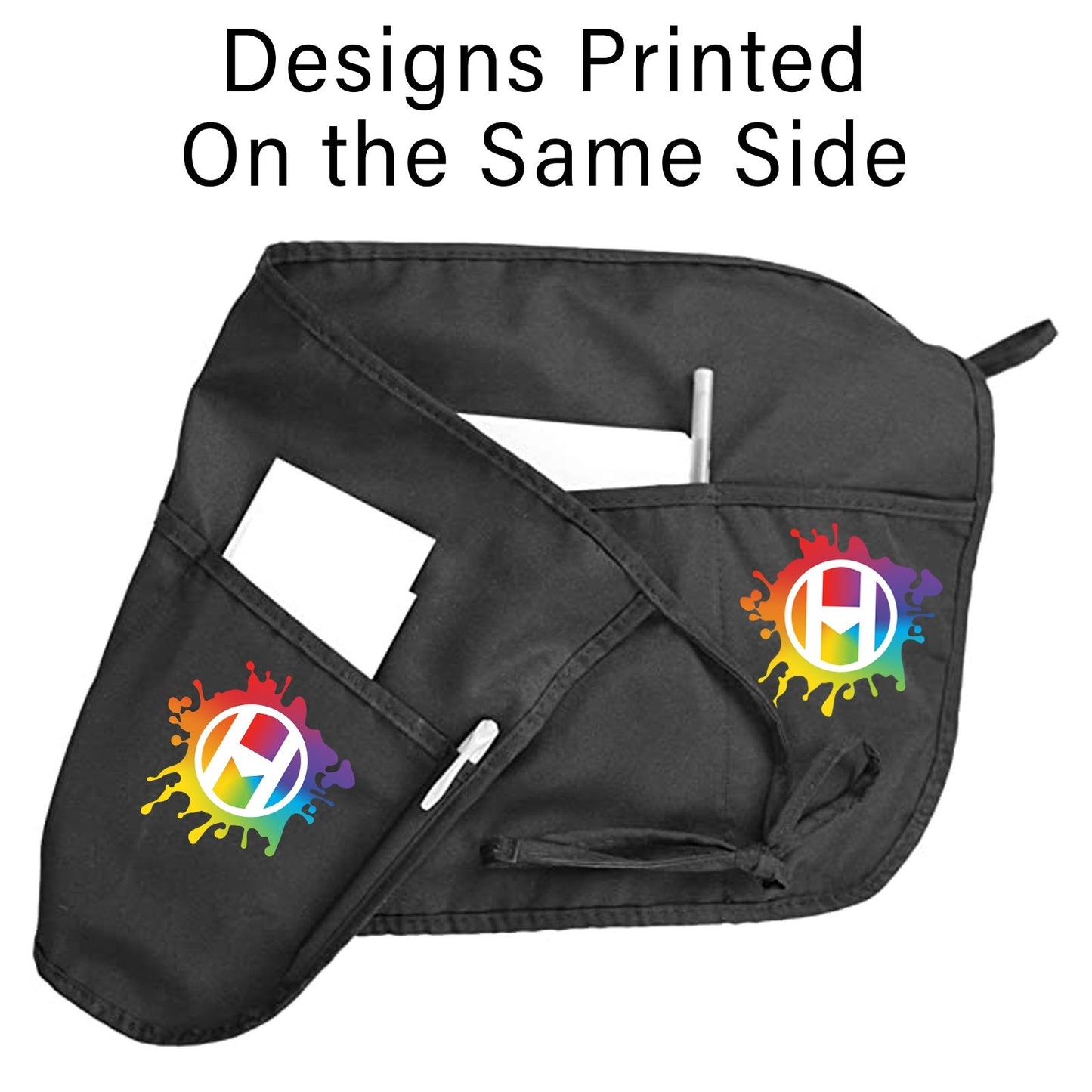 Double sided 3 Pocket Waist Apron with Pen Holder Custom Printed On Both Sides - Mato & Hash